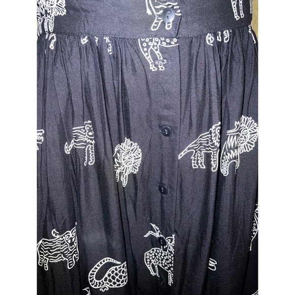 VINTAGE Adini Women's Skirt Set Animal Habitat Print Black Size S (NEW) - Picture 6 of 12